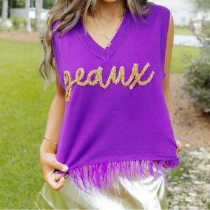 Queen of sparkles Geaux feather top